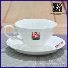 P&T porcelain factory high tea hour porcelain tea cup & saucer with logo